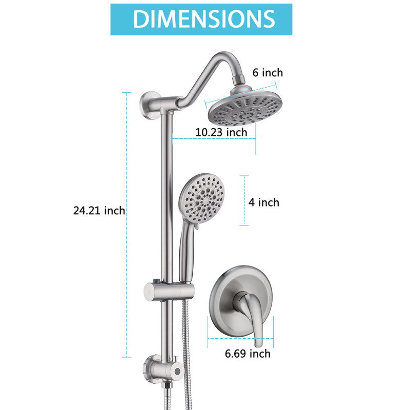 Complete Rainfall Shower System With Rough In-Valve And Slide Bar, Brushed Nickel