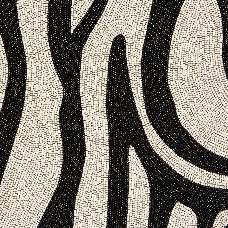 Cotton Round Beaded Placemat, Black