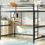 Lit mezzanine double en métal avec bureau et tablette, conception moderne pour l'efficacité et la sécurité de l'espace-526301782