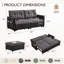 Canapé-lit convertible en velours de 177 cm (69,7 po), canapé-lit 3 en 1 avec pouf et rangement, futon d'angle multifonctionnel avec ports de chargement USB pour petits espaces de salon-1552313283