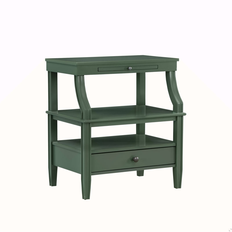 Table de chevet vintage avec rangement vert