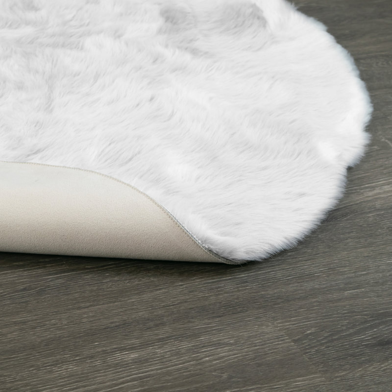 Tapis blanc tissé à la machine Malissie, Rond 5 pi