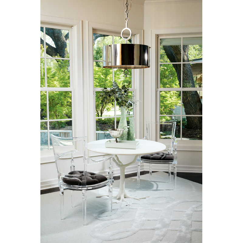 Faux Bois Dining Table, White