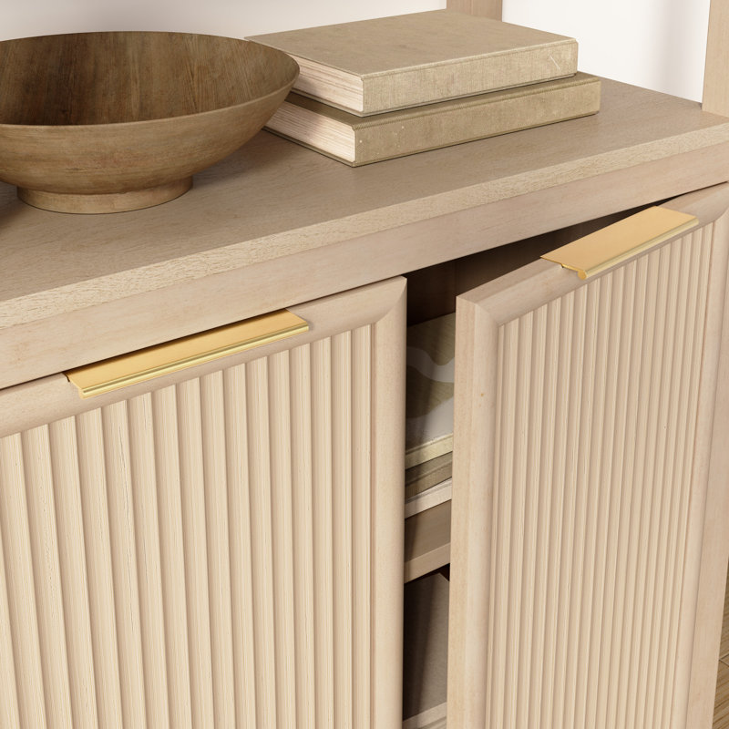 Bibliothèque cannelée à 5 tablettes Bush Home Camille - ensemble de 2, Bouleau naturel