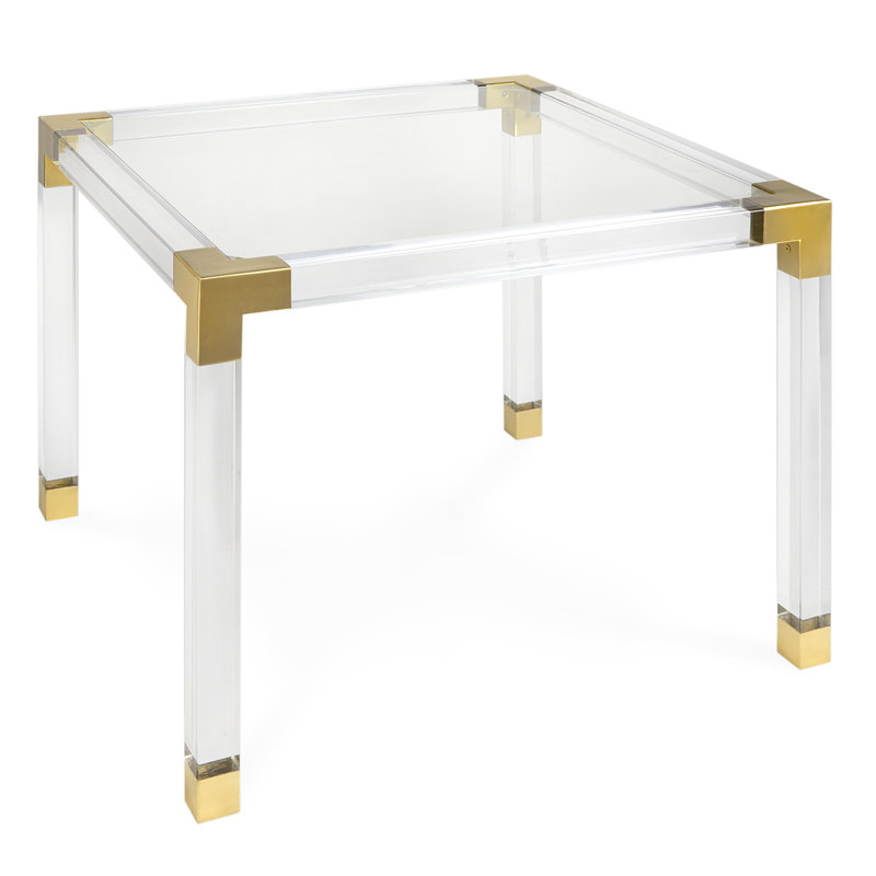 Clear Acrylic and Brass Rectangular Game Table