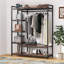Organisateur de garde-robe autoportant 47,24 po avec 6 tablettes de rangement et barre de suspension