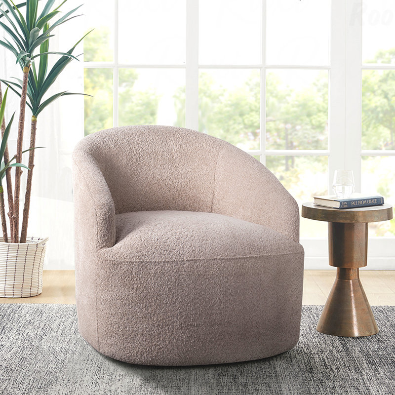 Chaise rembourrée parfaite pour les salons modernes avec fonction pivotante à 360 degrés beige Voir ci-dessous