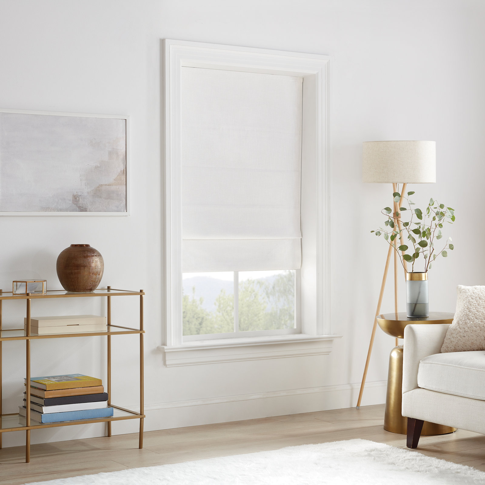 Eclipse Drew Blackout Roman Shade, 35"W x 64"L, White
