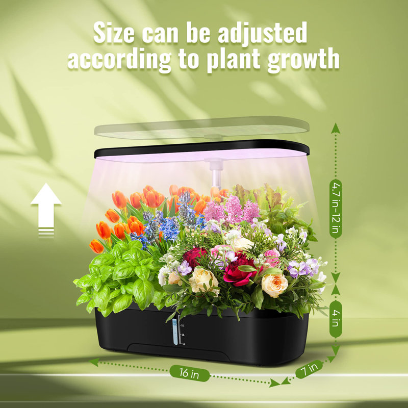 Black Indoor Hydroponic Garden System with LED Grow Light