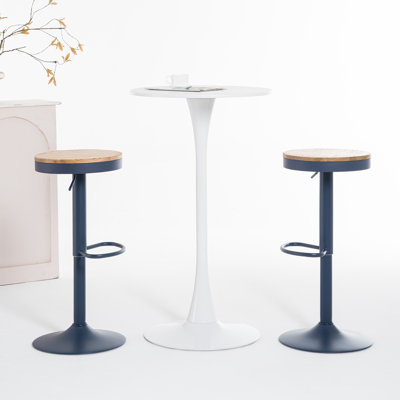 Jaina Swivel Solid Wood Adjustable Height Bar Stools, Counter Stools for Kitchen Island