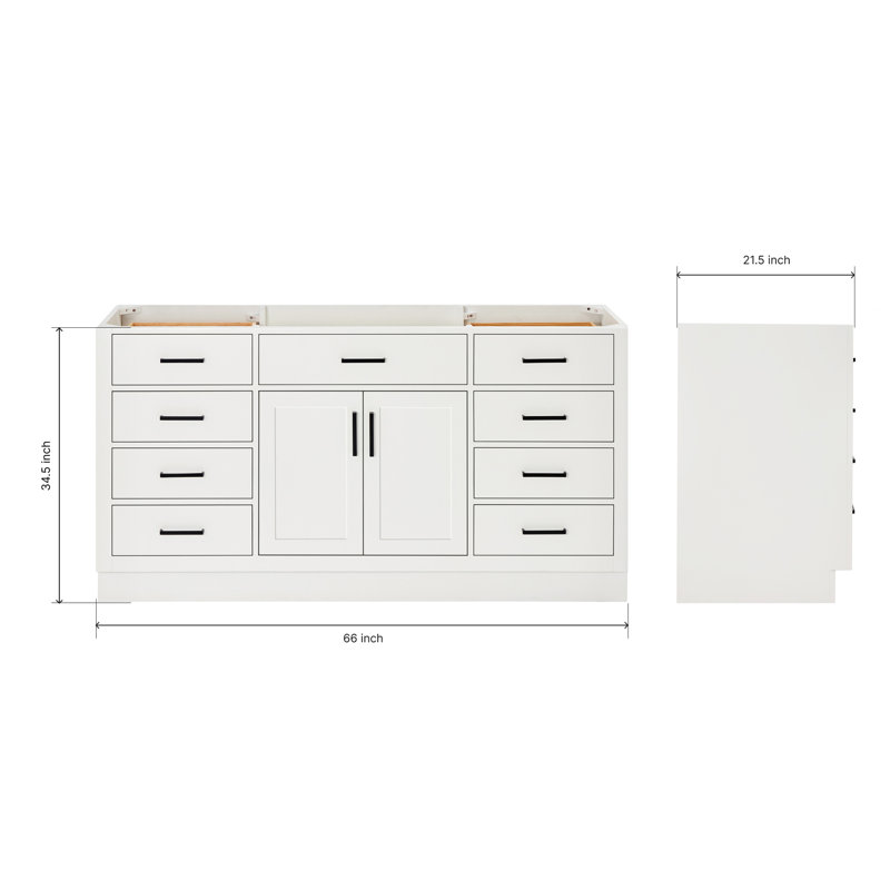 Hepburn 66 Single Bathroom Vanity Base Only, Matte Black, White