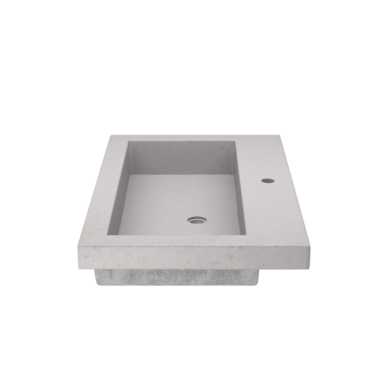 Trough Handmade Rectangular Drop-In Bathroom Sink, Ash, Single Faucet Hole