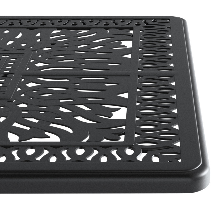 Fonte d'aluminium toutes saisons 7, noir, revêtement haute température, ensemble de salle à manger 6 places, repose-pieds en nylon Pa66, poids du siège 350 lb, 6