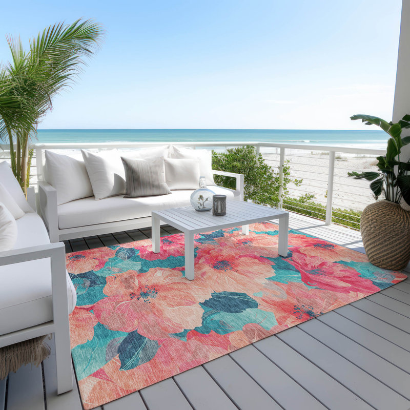 Tapis intérieur / extérieur orange Emprelle , 5' x 7'6"