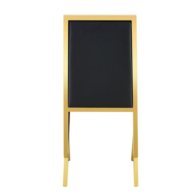 Ensemble de 4 chaises de salle à manger en polyuréthane noir avec cadre en métal doré: conception ergonomique, un choix simple et luxueux. Comprend des pieds en métal doré de conception unique.