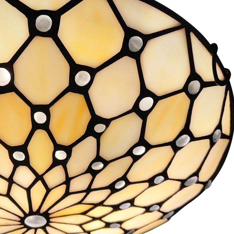 Tiffany semi flush mount lighting, Begie/White