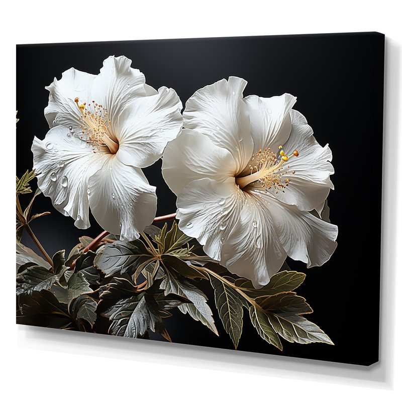 Fleurs d'hibiscus illuminées par Moonlig I sur toile, Toile tendue, H 12 po x l 20 po x P 1 po