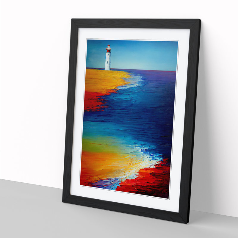 Lighthouse Beach - Picture Frame Print, 64cm H x 46cm W x 2cm D, Walnut
