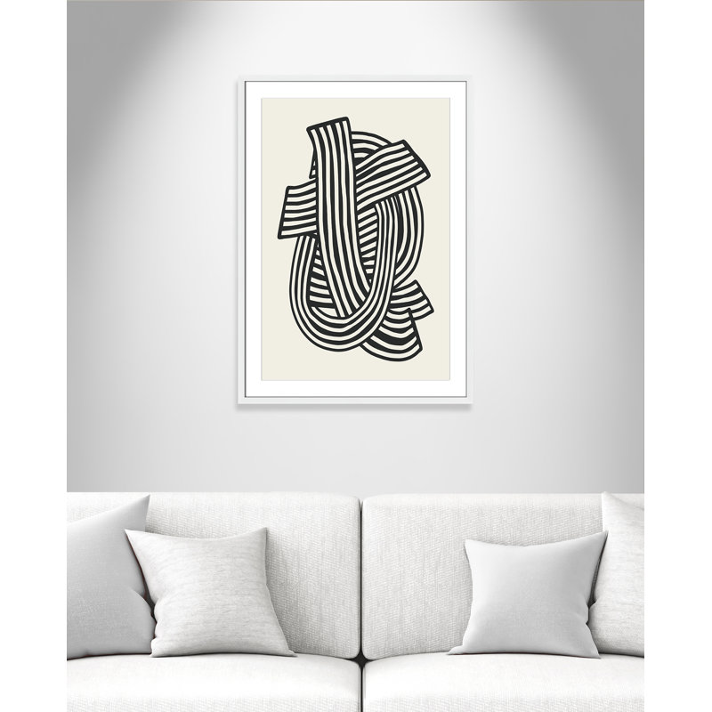 Rayures abstraites à imprimé noir par Dean, 25.5'' W x 35.5'' H, Blanc satiné, Matted Print