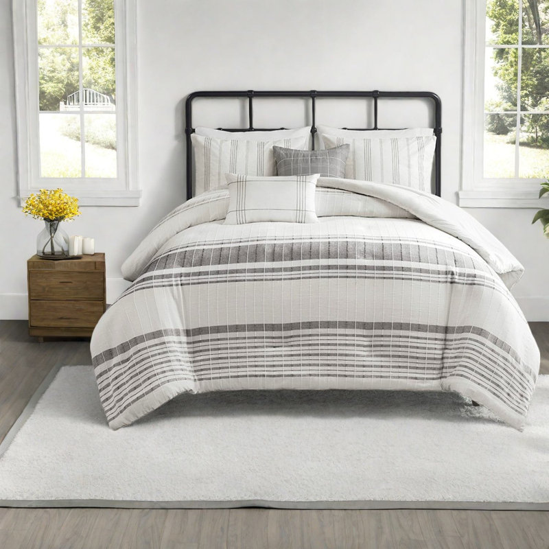 Ensemble de literie en coton jacquard, style maison de campagne élégant pour le charme de la maison