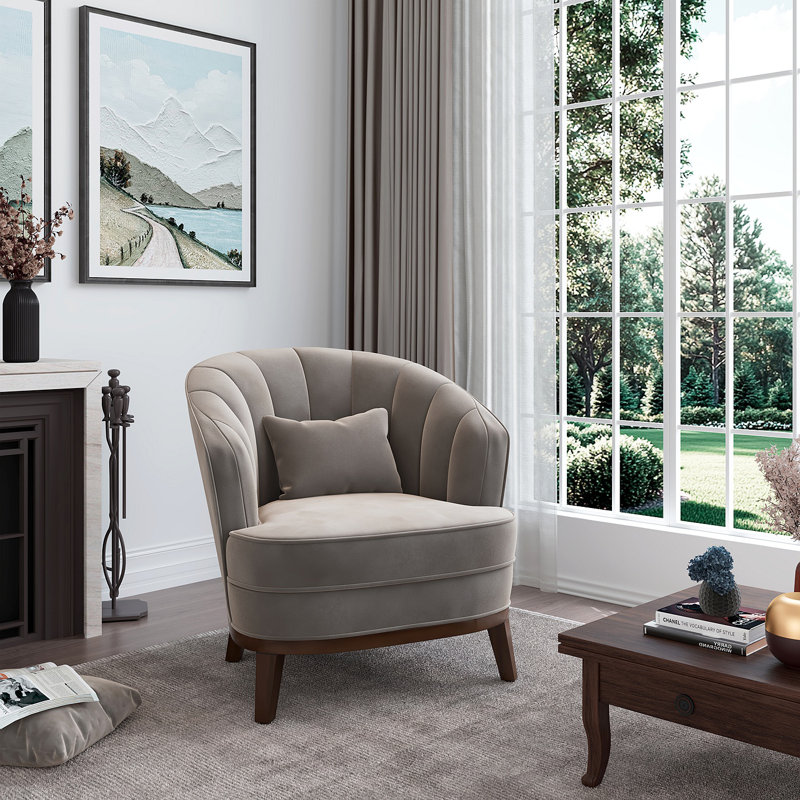 Fauteuil d'appoint rembourré Ava, Gris