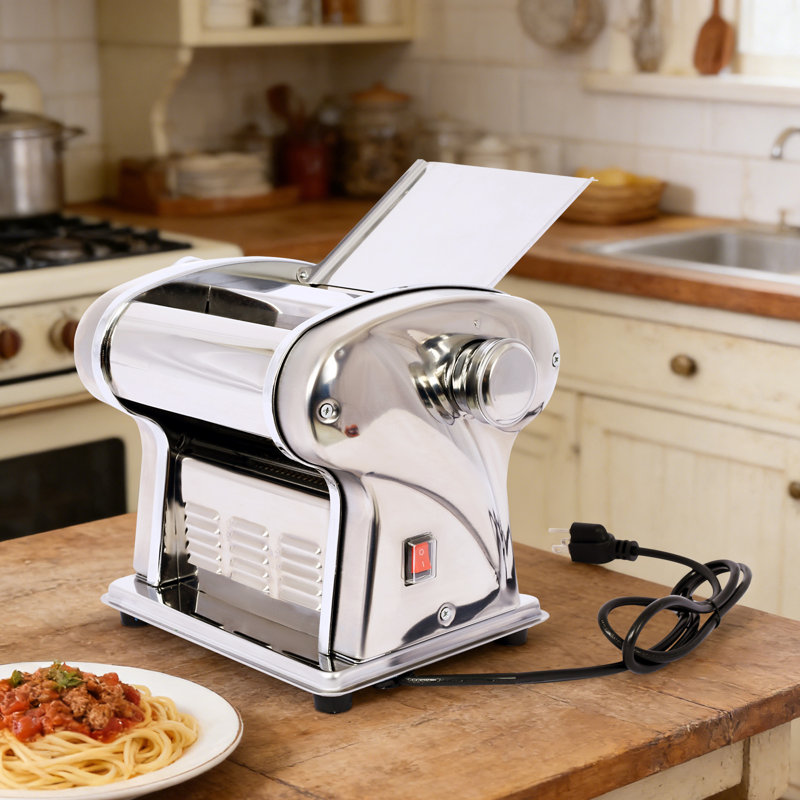 Electric Pasta Maker, 110V Stainless Steel Dough Roller With 2.5Mm Single Round Noodle Blade, 8-Gear Thickness Adjustable