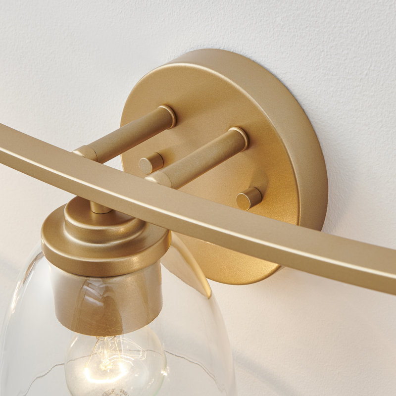 3-light Clear Glass Dimmable Vanity Light, Antique Brass