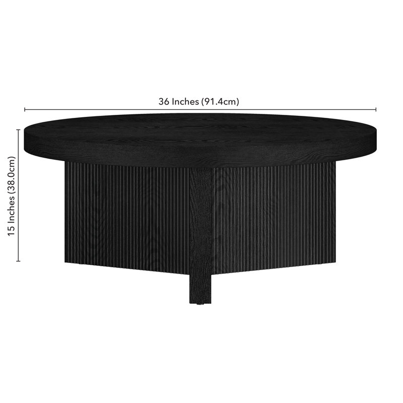 Adione Pedestal Coffee Table, Black Grain