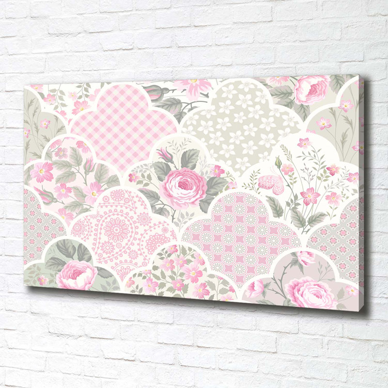 Roses And Ornaments - Wrapped Canvas Print