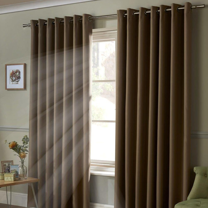 Nashli Room Darkening Eyelet Ring Top Curtains, Beige, 117 W x 137 D cm