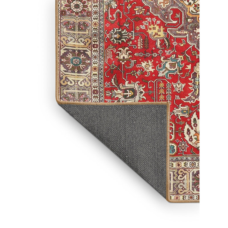 Tapis traditionnel rouge / noir, Rectangle 4 pi x 6 pi