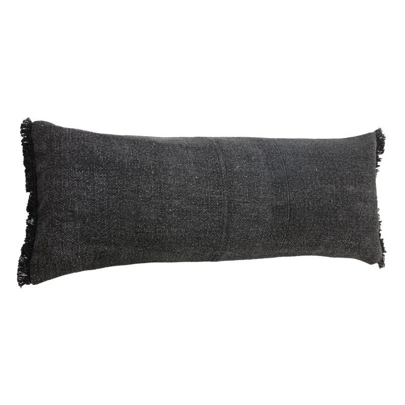 14" X 36" 100% Cotton Zippered Pillow, Jet Black