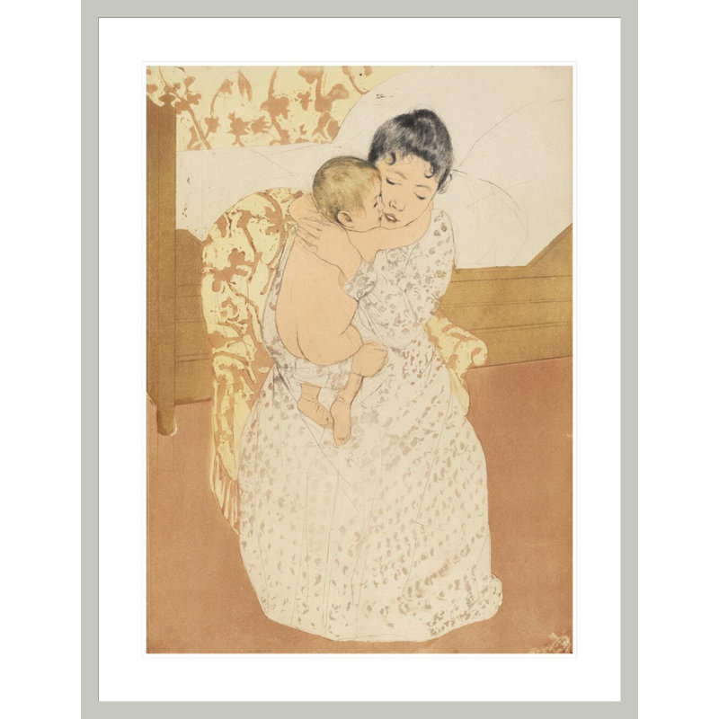 «Maternal Caress» par Mary Cassatt, impression giclée sur cadre, H 41,5 po x l 32,13 po