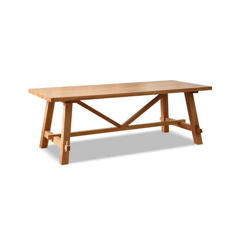  Burlywood Rectangular Solid Wood Dining Table, 29.53"H x 70.87"L x 31.5"W