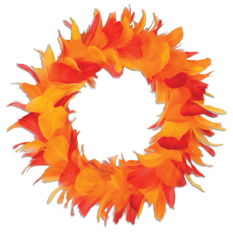 Couronne de plumes, H 8 po x l 8 po x P 2 po, Orange