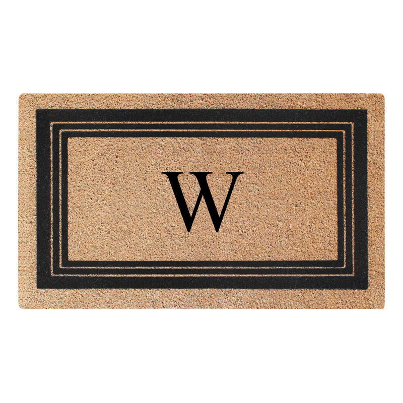 Monogrammed Triple Classic Border Natural Coir Door Mat with PVC Backing – Heavy-Duty, Anti-Shed & Easy to Clean, 30" x 18"