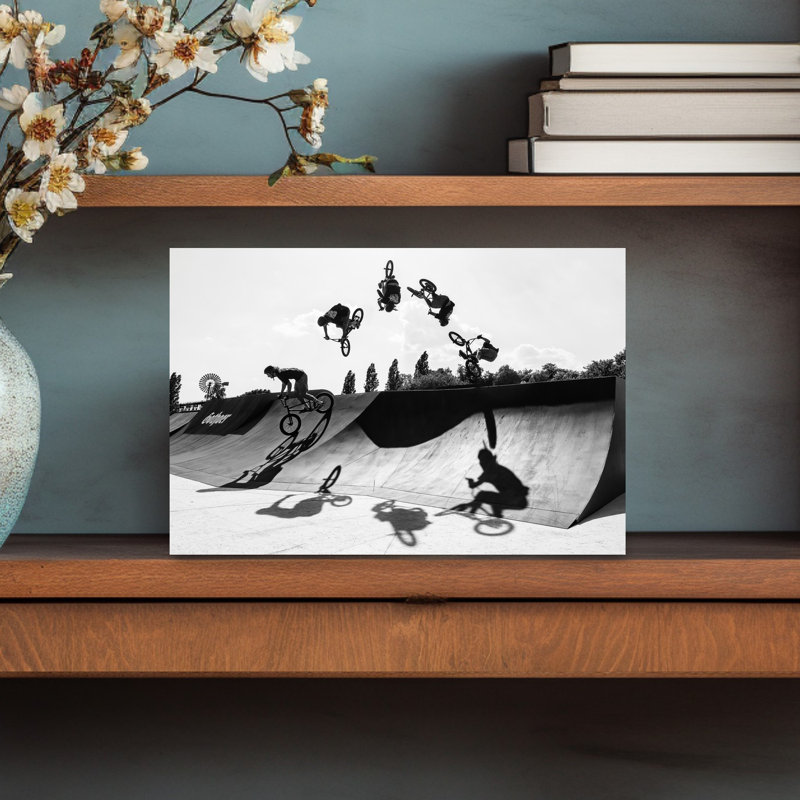 Bmx Freestyle Flip Contemporary Wall Art Print by Adam Dauria Â - Wrapped Canvas Print, 30.48cm H x 45.72cm W
