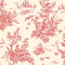 Fragonard Toile Wallpaper in Famboise