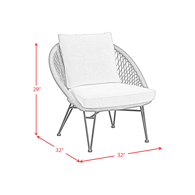  Lilly Outdoor Seating 4PC Set - Black, Natural and Olefin Beige