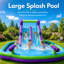 Double glissade d'eau gonflable avec mur d'escalade, piscine et souffleur inclus, parc aquatique Oxford pour enfants, mauve et vert