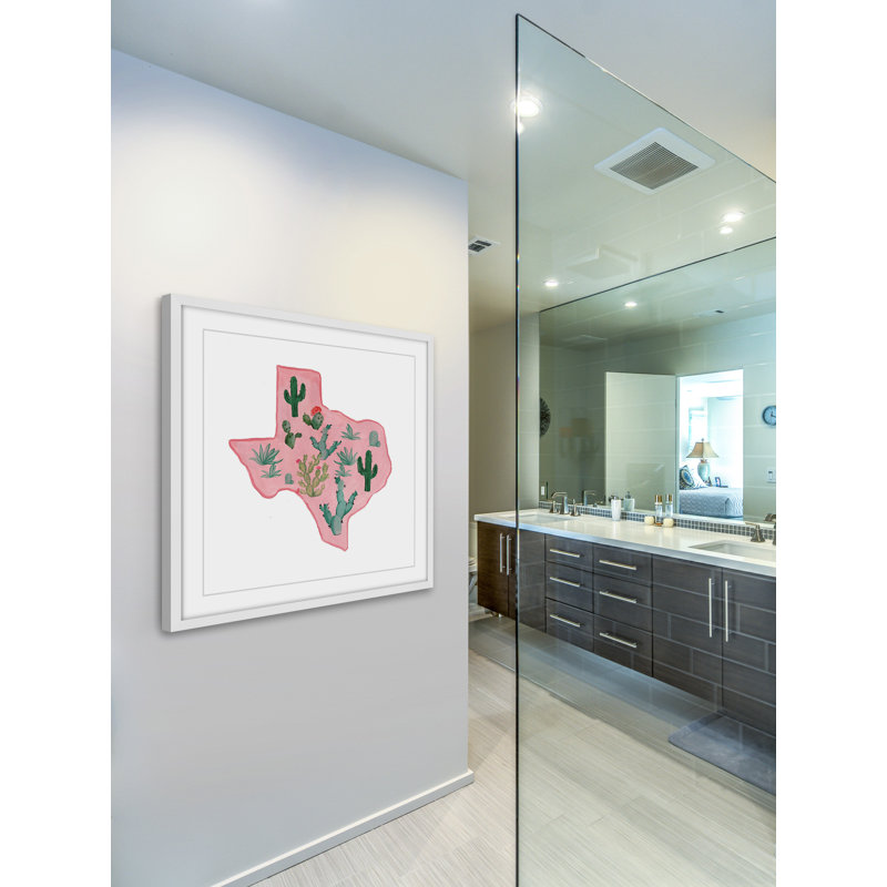 « rose texas », reproduction de peinture encadrée, H 24 po x l 24 po x P 1,5 po