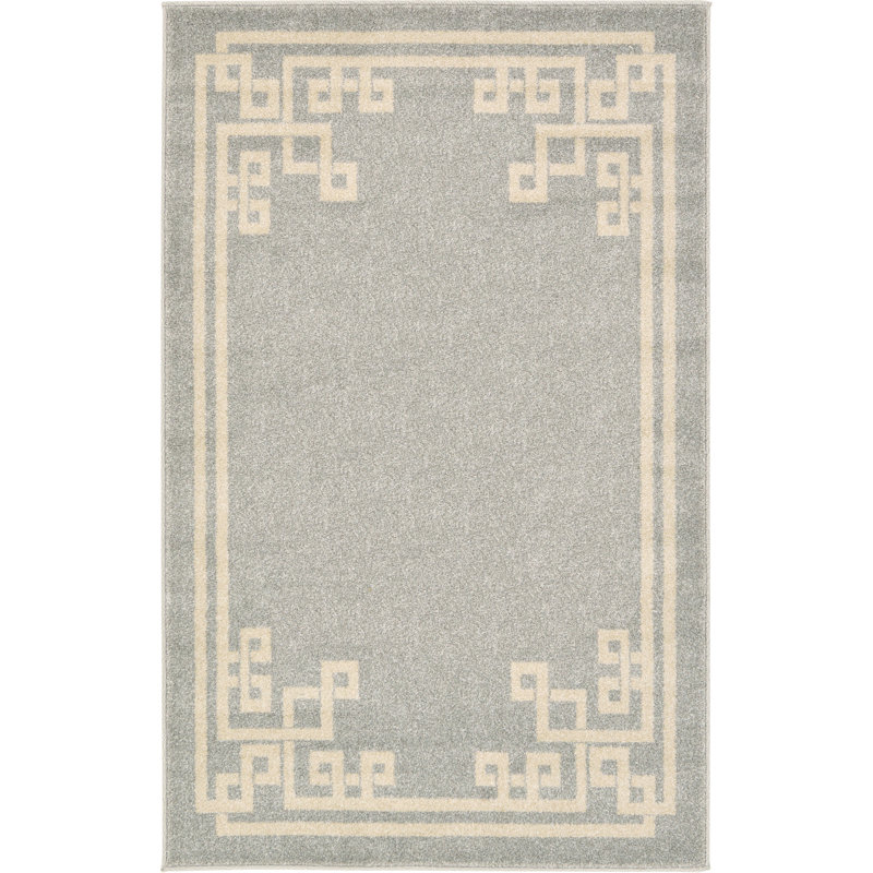 Tapis gris à motif géométrique Barreto, Rectangle 3 pi 3 po x 5 pi 3 po