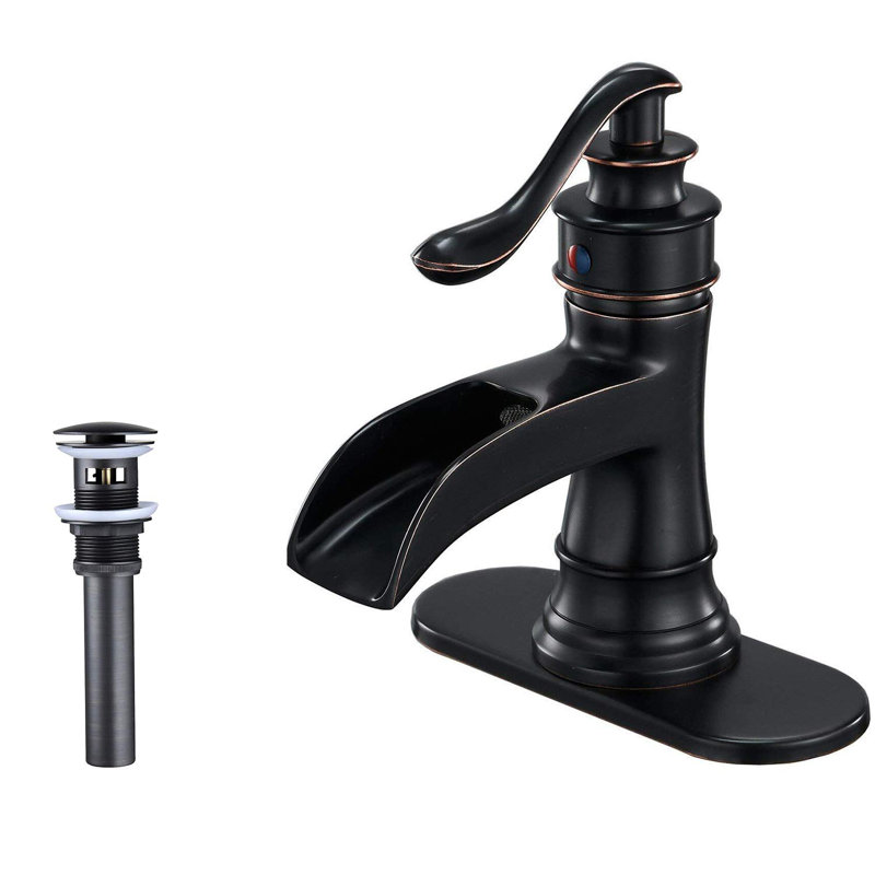 Single-Hole Single-handle Bathroom Faucet with Drain Assembly, Oil Rubbed Bronze