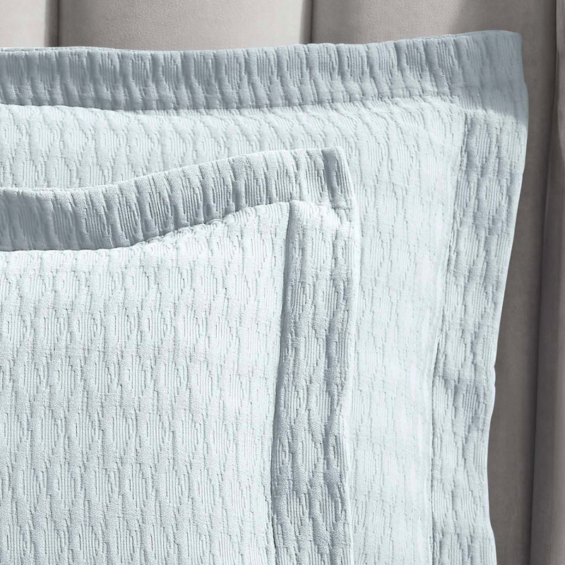 Calvert 100% Cotton Medium Weight Matelassé Diamond Lattice Bedspread Set, Full Bedspread + 2 Standard Shams, Sky Blue