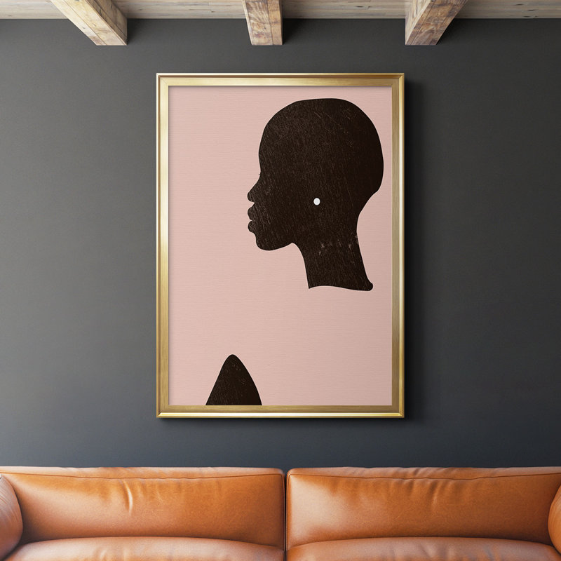 «Pink Silhouette I», toile encadrée de qualité supérieure - prête à être accrochée, Cadre doré, L 30,5 po x H 42,5 po