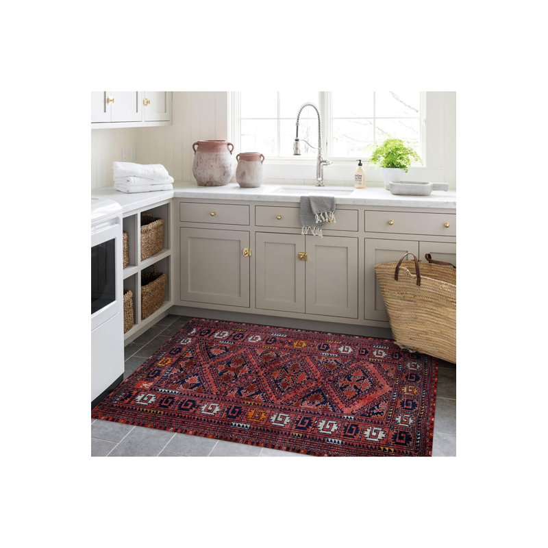 Tapis traditionnel lavable motif traditionnel traditionnel, Sous-tapis rectangulaire de 3 pi 3 po x 4 pi 11 po