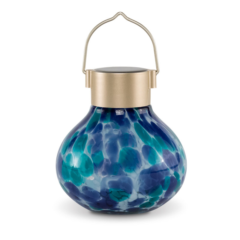 Lanterne solaire en verre - Bleu marée