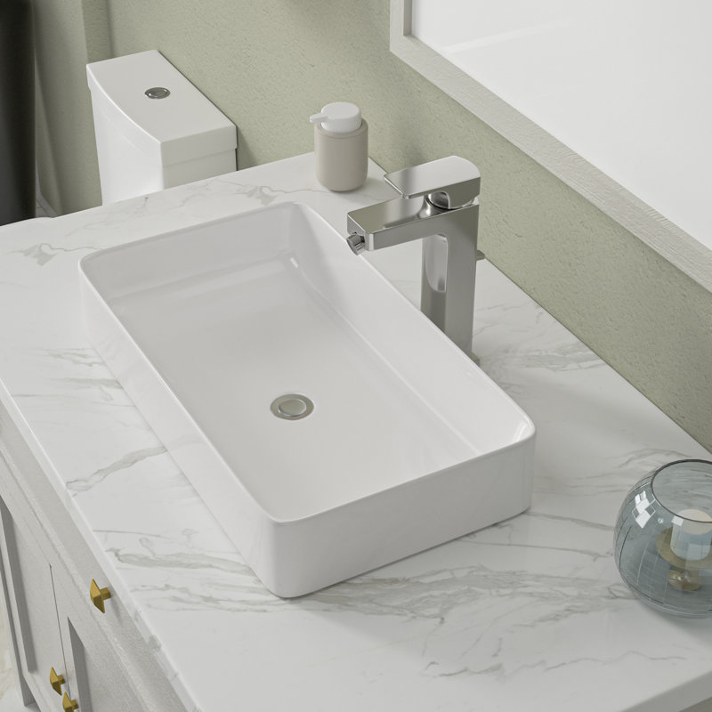 Mocoloo 24"L x 14"W Black Ceramic Bathroom Vessel Sink Rectangular Porcelain Bathroom Basin(No Base), 24" L x 14" W
