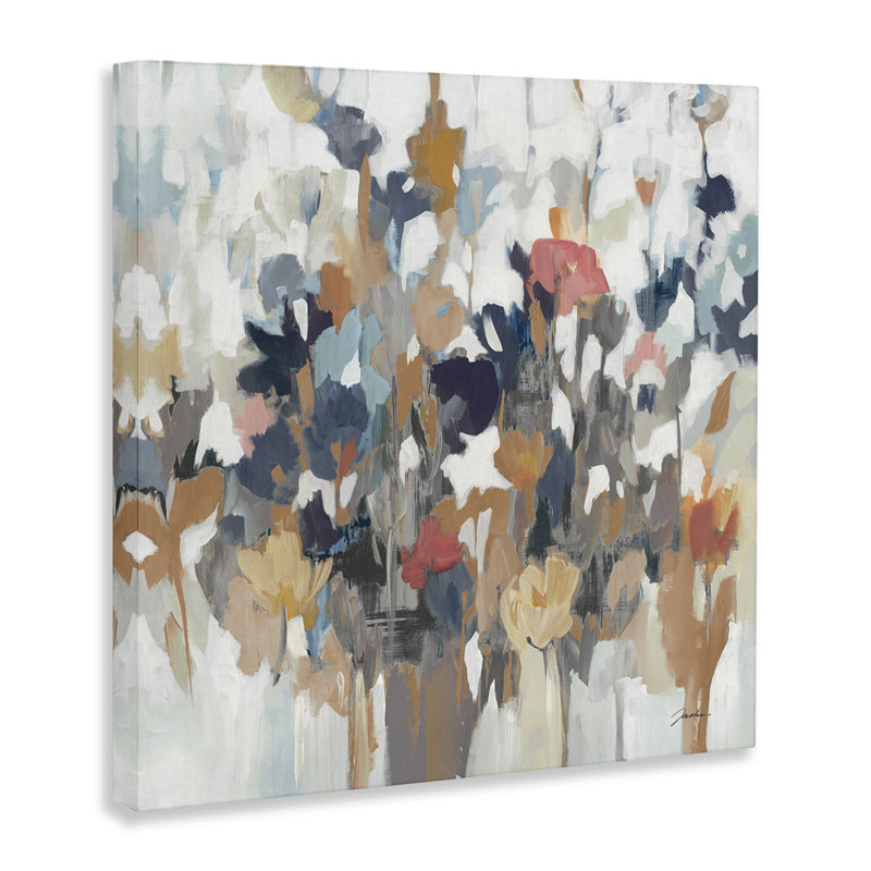 Modern Painterly Floral Arrangement Abstract Canvas Wall Art, 24" x 24"