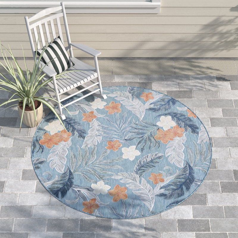 Bowdon Floral Indoor/Outdoor Rug, Rectangle 6' x 8'